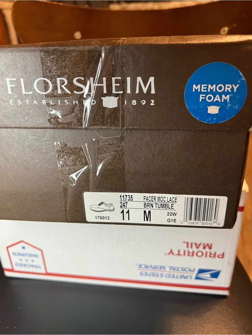 NIB Florsheim Pacer Moc Lace Men's 11 M Brown Tumble Leather Oxfords 11735